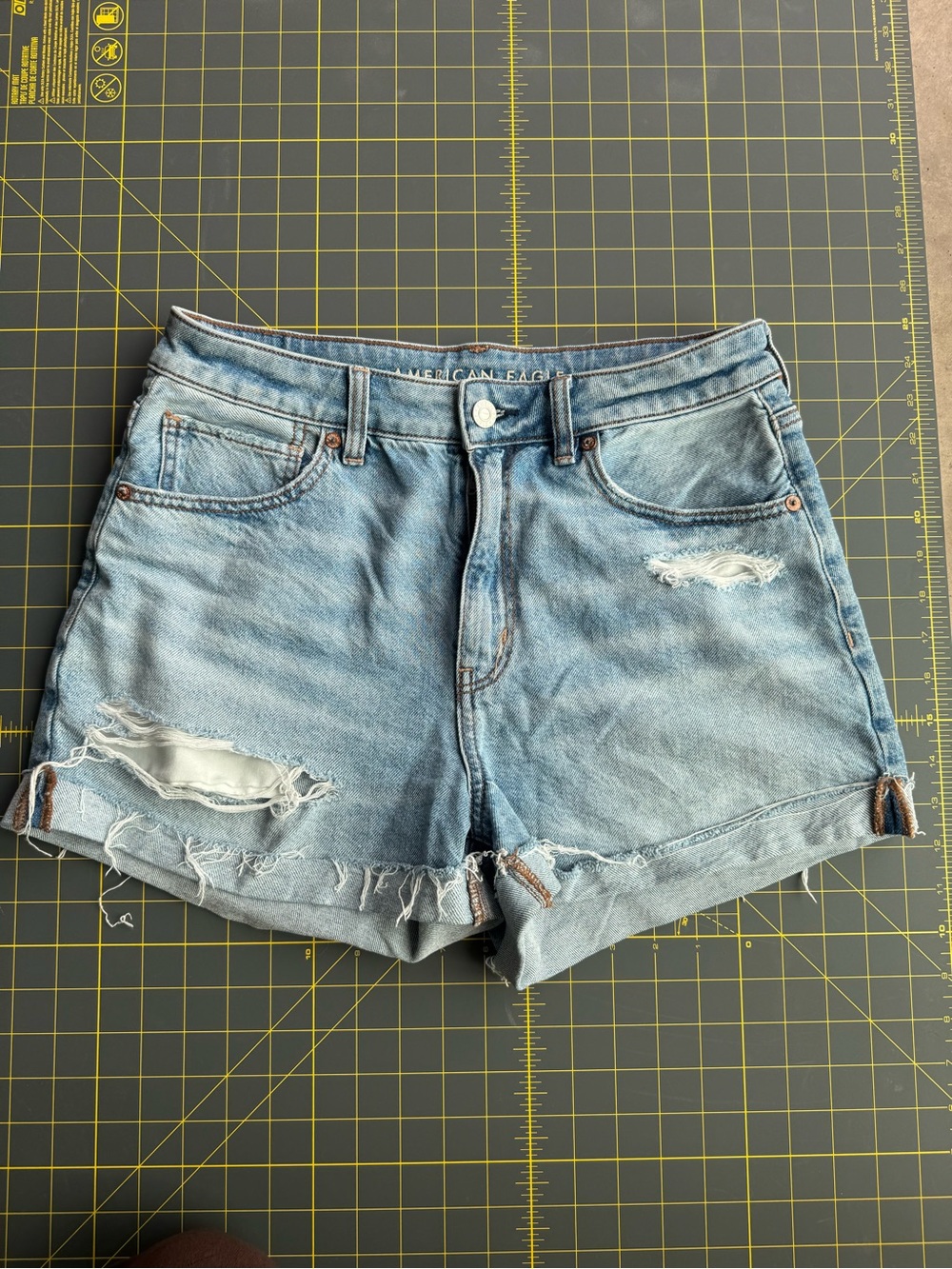 American Eagle Outfitters Light Blue Distressed Denim Shorts